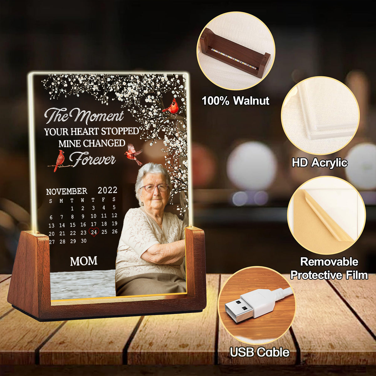 The Moment - Personalized Custom Plaque With Walnut Base