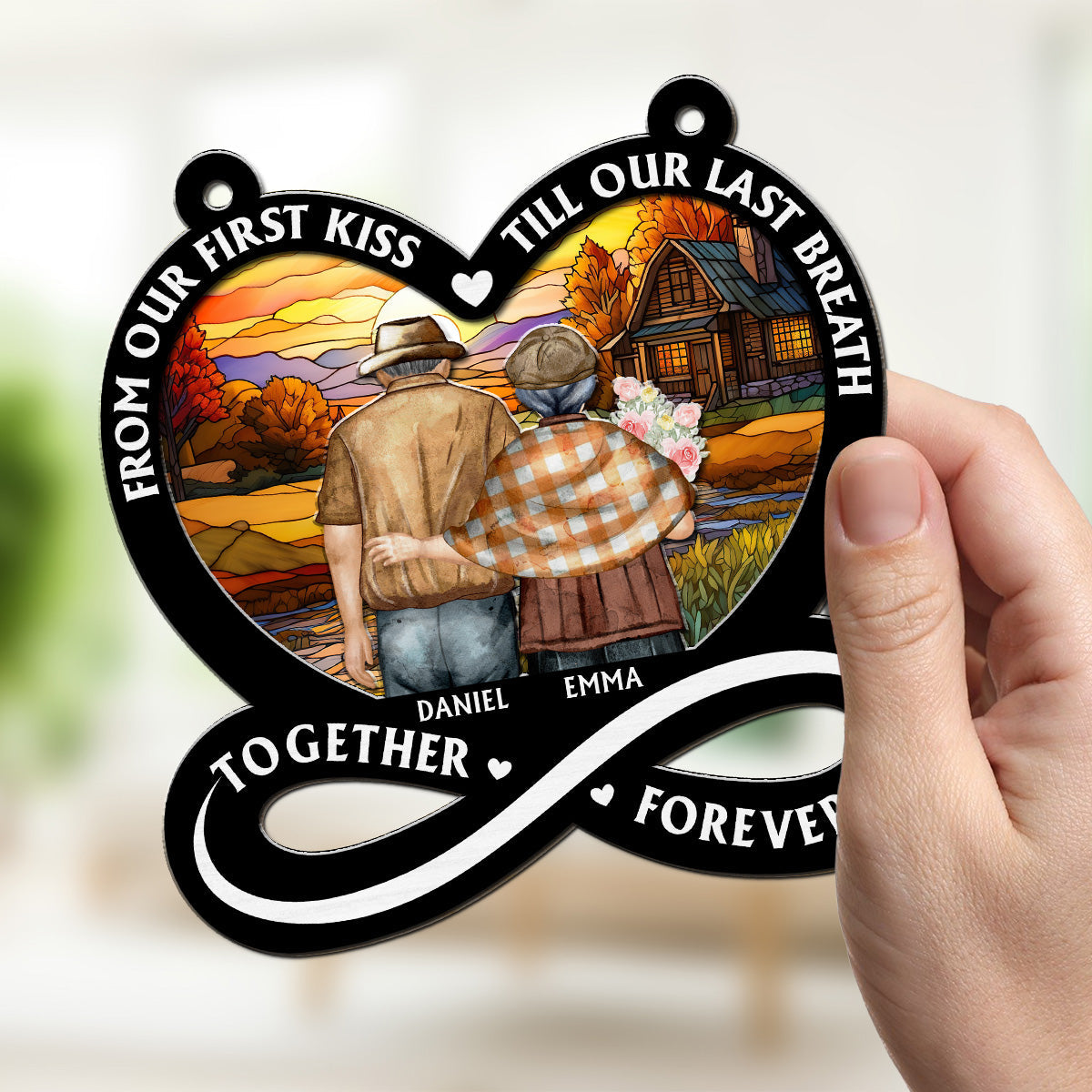 From Our First Kiss Till Our Last Breath Ver 2 - Personalized Custom Suncatcher