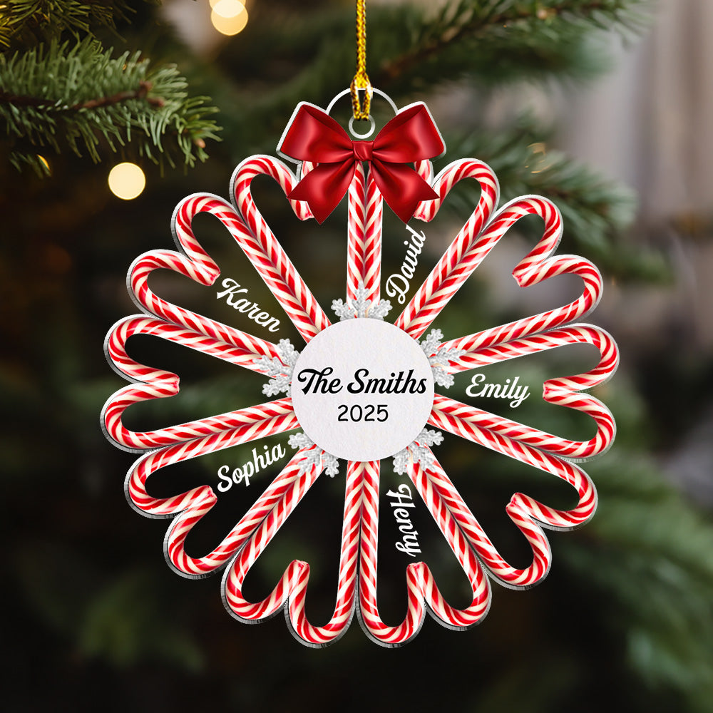 Family Candy Cane - Personalized Custom Acrylic Ornament