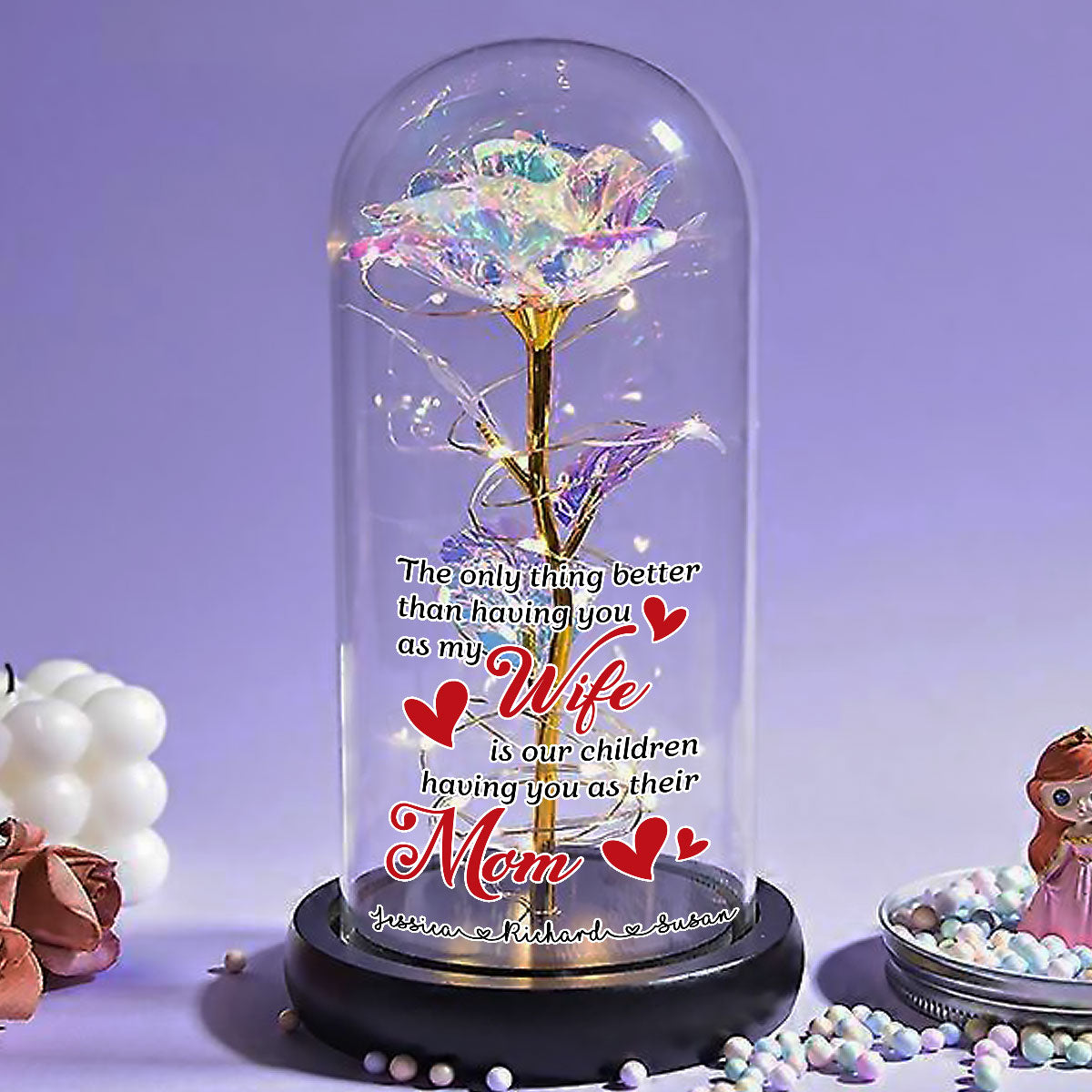 Having You As My Wife - Personalized Custom Sparkly Rose