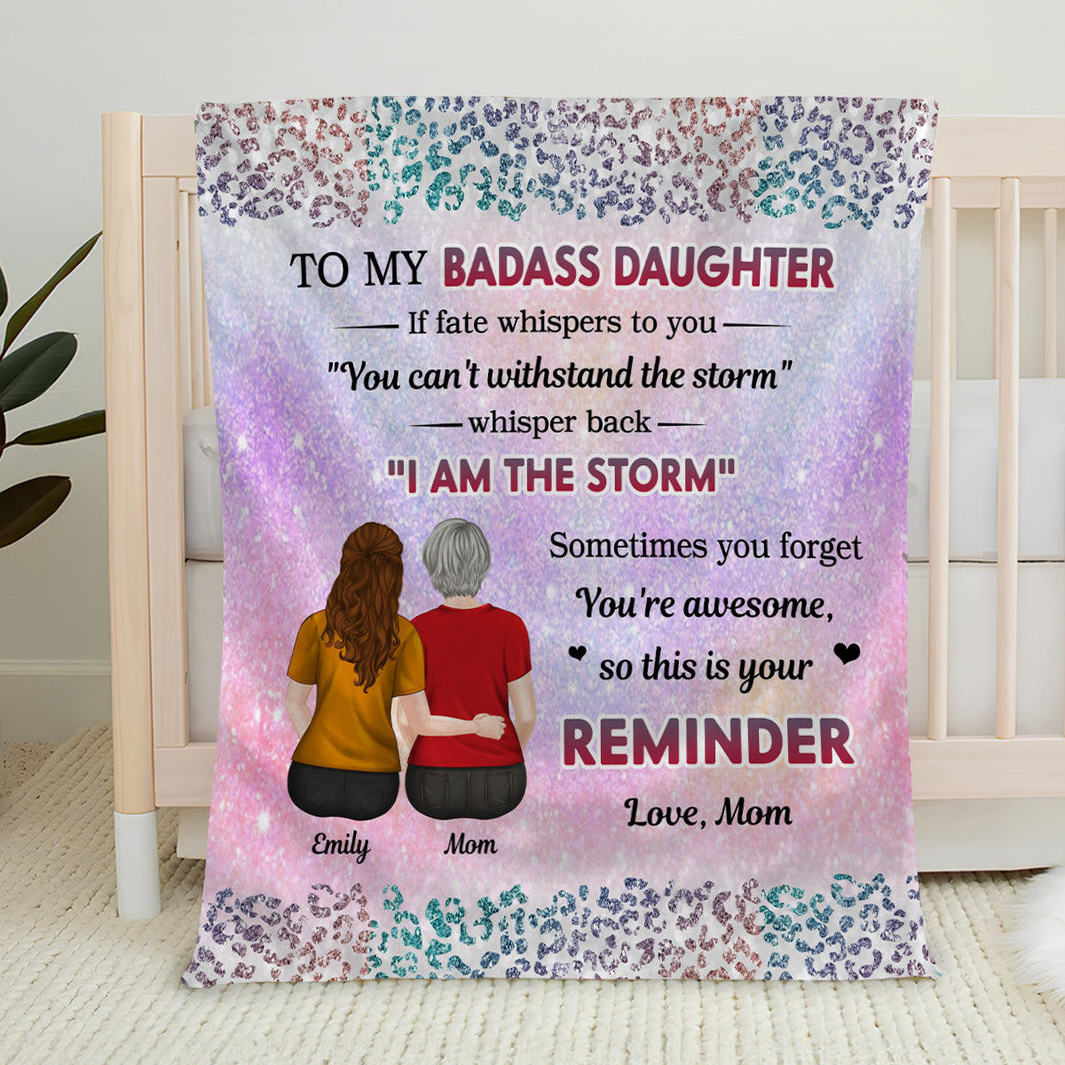 From Mom To Badass Daughter - Personalized Custom Fleece Blanket