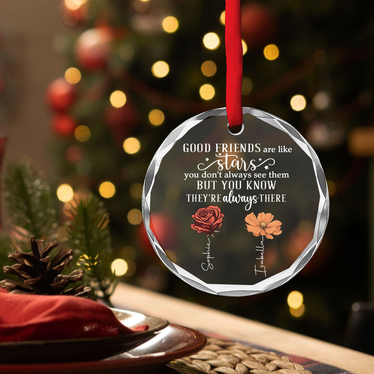 Friends Like Stars Christmas - Personalized Custom Glass Ornament