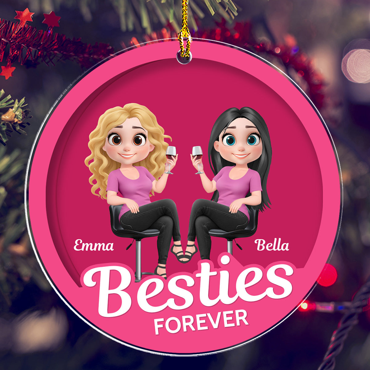 Besties Together Figure - Personalized Custom Acrylic Ornament