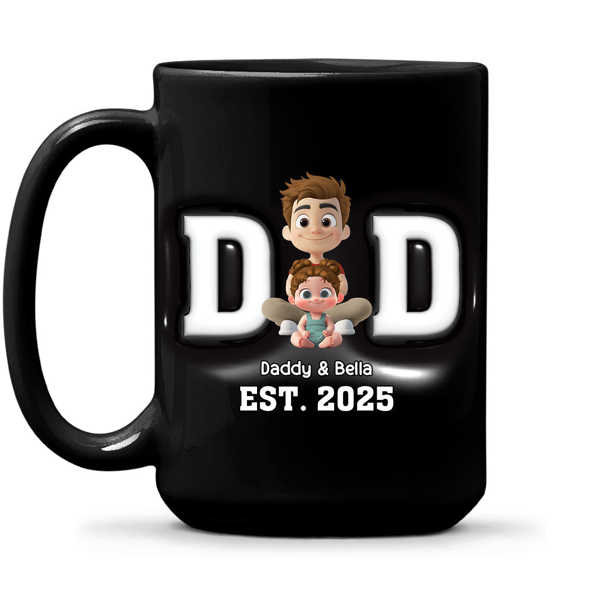 Happy Kids With Dad - Personalized Custom 3D Inflated Effect Mug