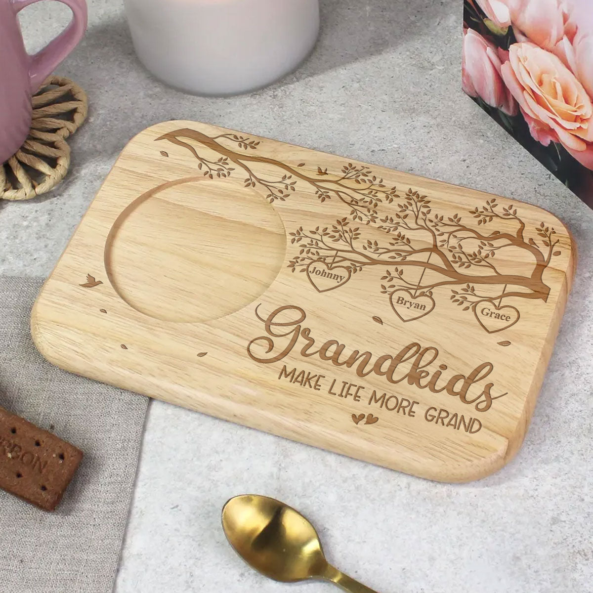 Grandchildren Make Life More Grand - Personalized Custom Wooden Treat Board