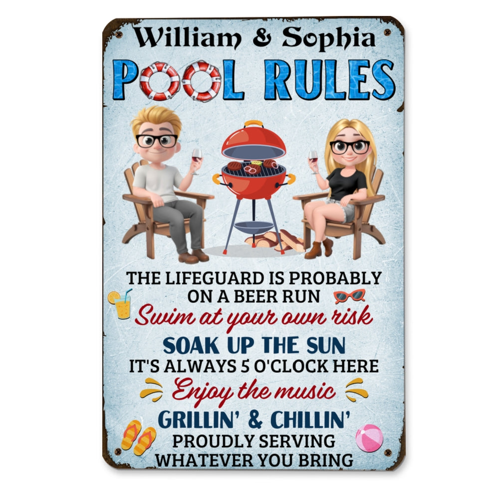Pool Rules - Personalized Custom Metal Sign
