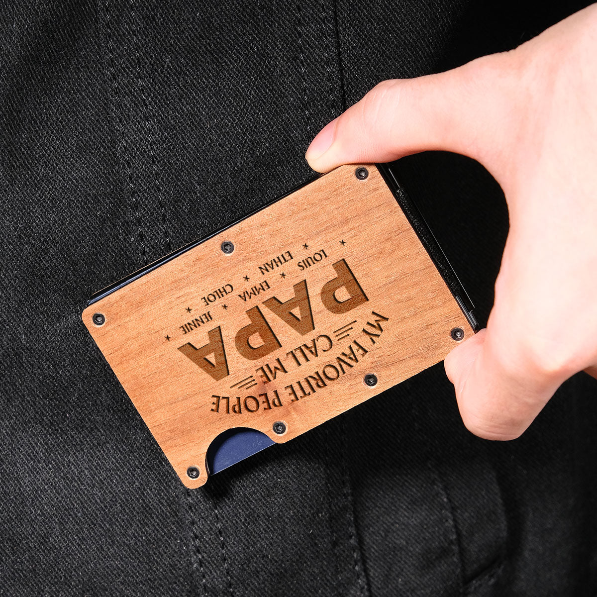 My Favorite People Call Me - Personalized Custom Engraved Wooden Card Holder