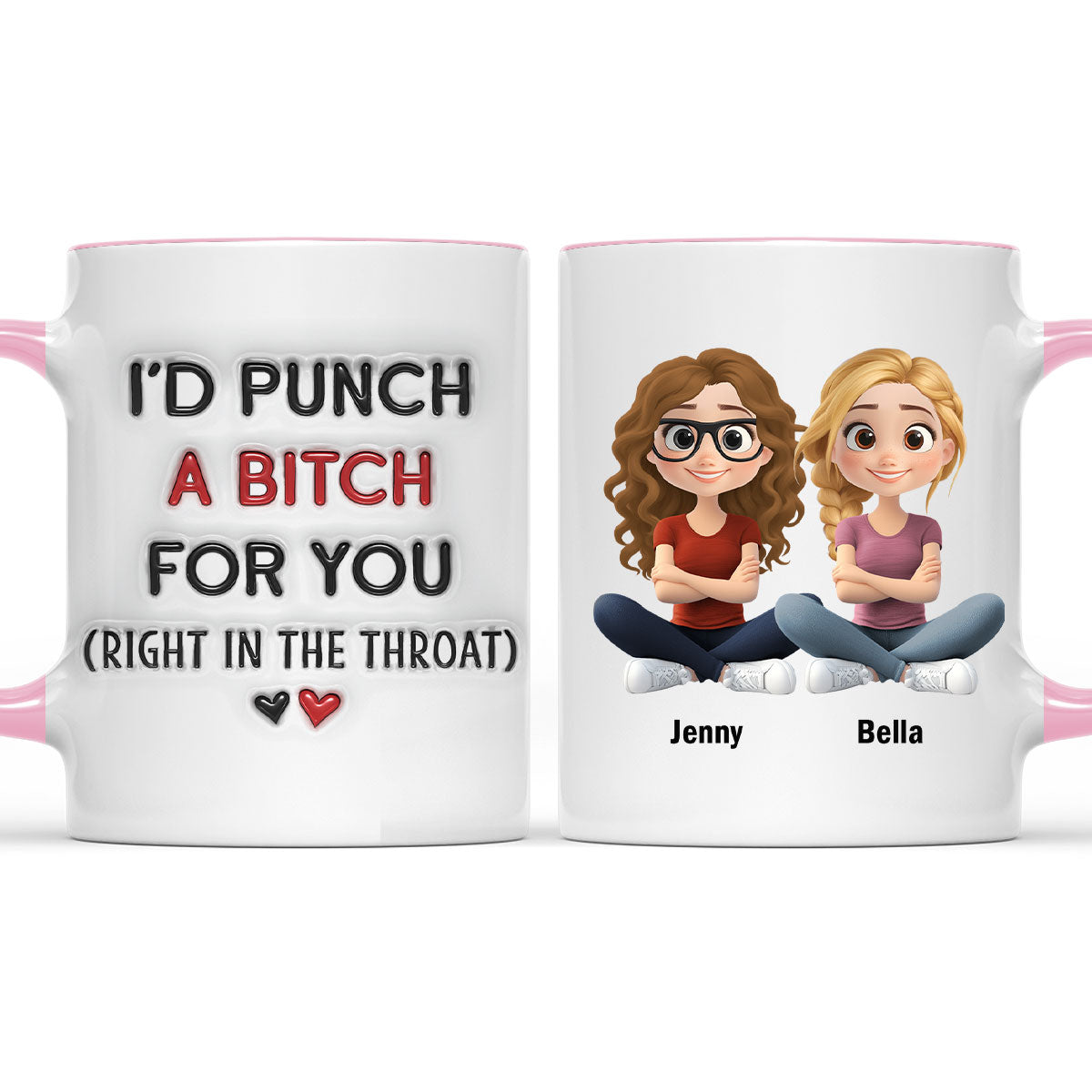 Best Besties - Personalized Custom 3D Inflated Effect Accent Mug