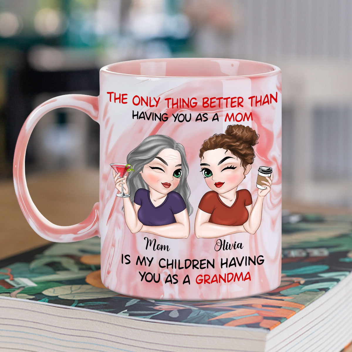 Lovely Nana - Personalized Custom Pink Marble Mug