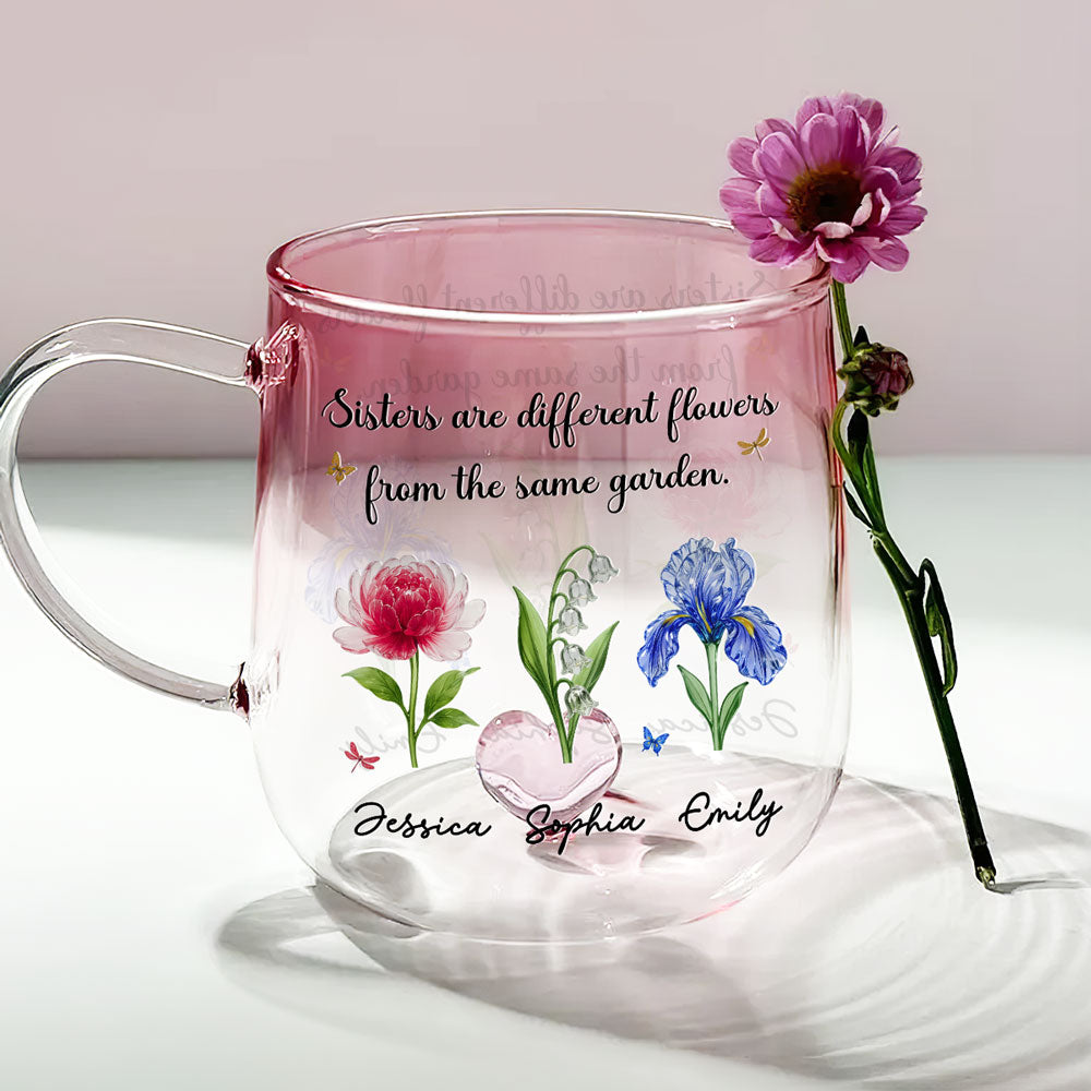 We Are Flowers - Personalized Custom Pink Gradient Glass Mug