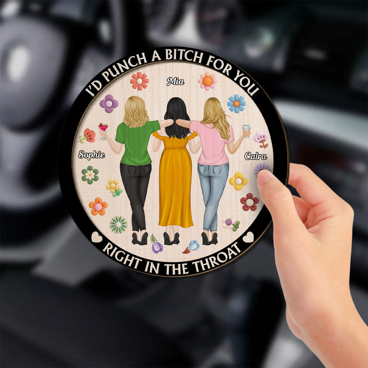 Right In The Throat Besties - Personalized Custom Car Visor Clip