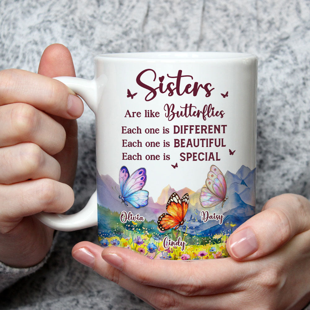 Sisters Are Like Butterflies - Personalized Custom Coffee Mug
