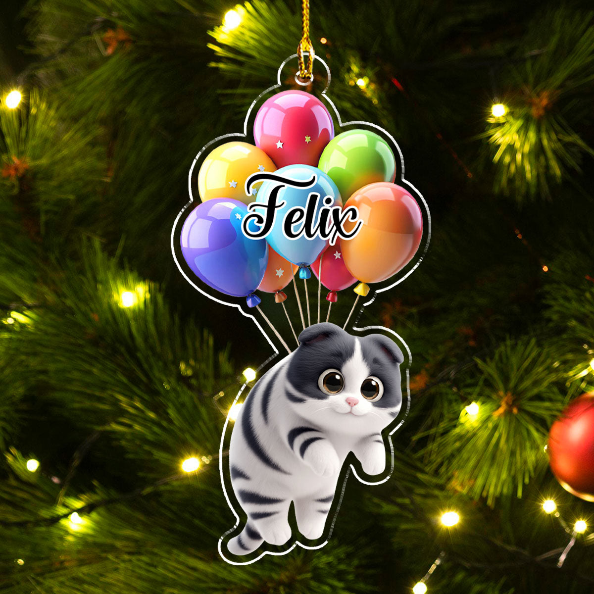 Cat Hanging Cartoon - Personalized Custom Acrylic Ornament