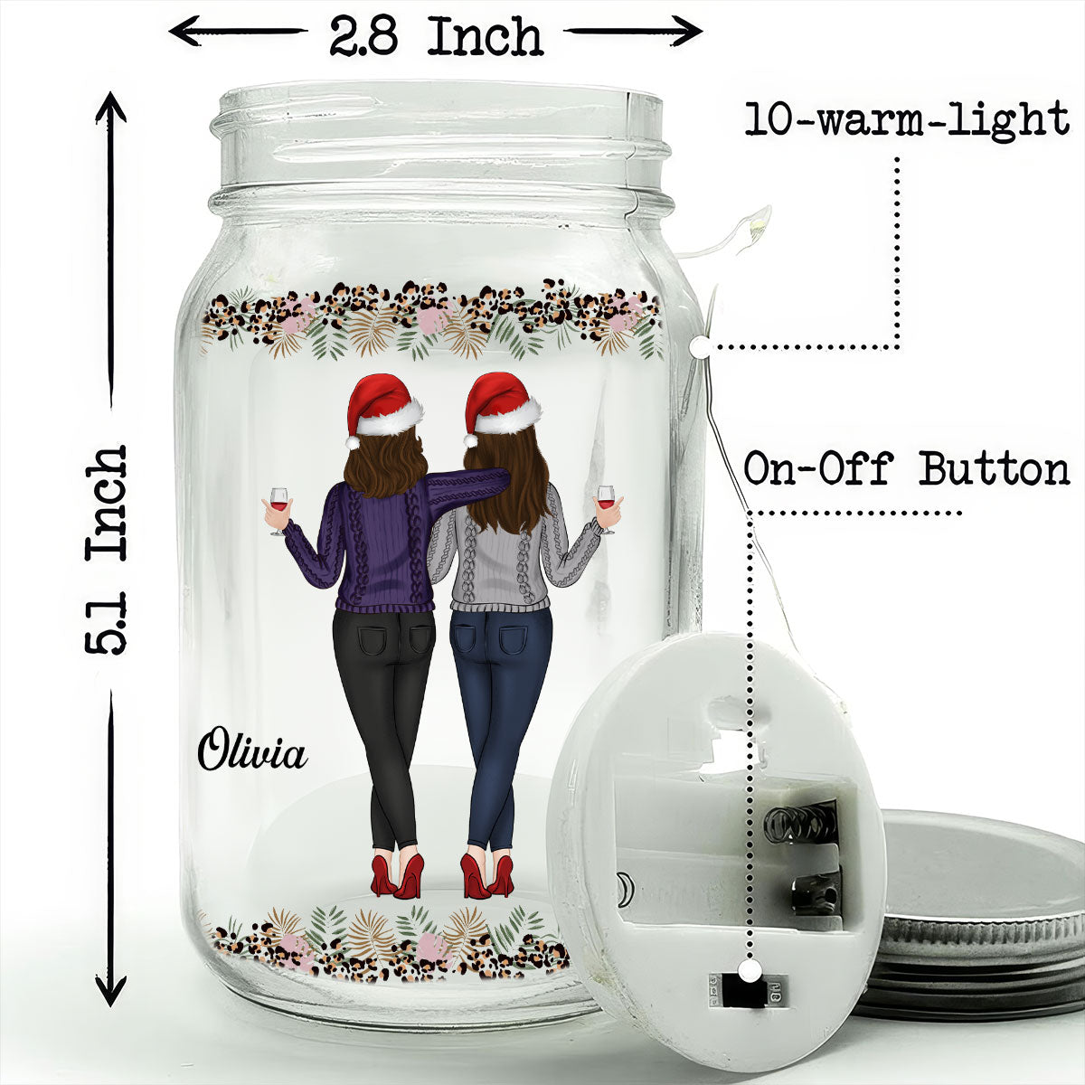 Thanks For Being My Unbiological Sister - Personalized Custom Mason Jar Light