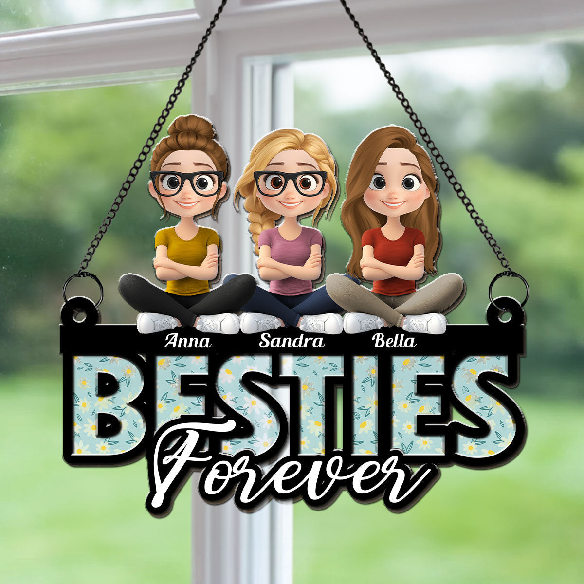 Sisters Forever Love - Personalized Custom Suncatcher