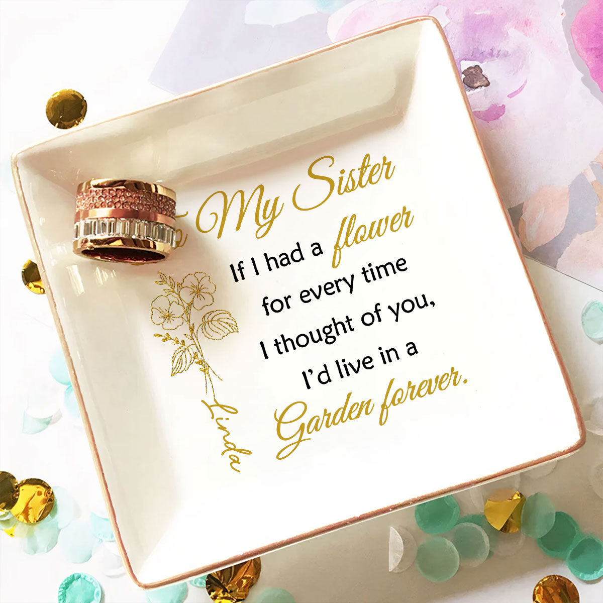 My Love Grows Like Flowers - Personalized Custom Jewelry Dish