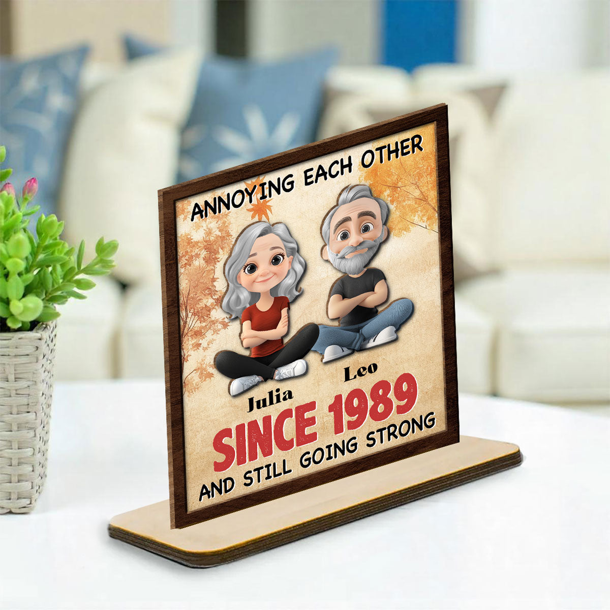 Together Forever - Personalized Custom 2-Layer Wood Plaque With Flat Base