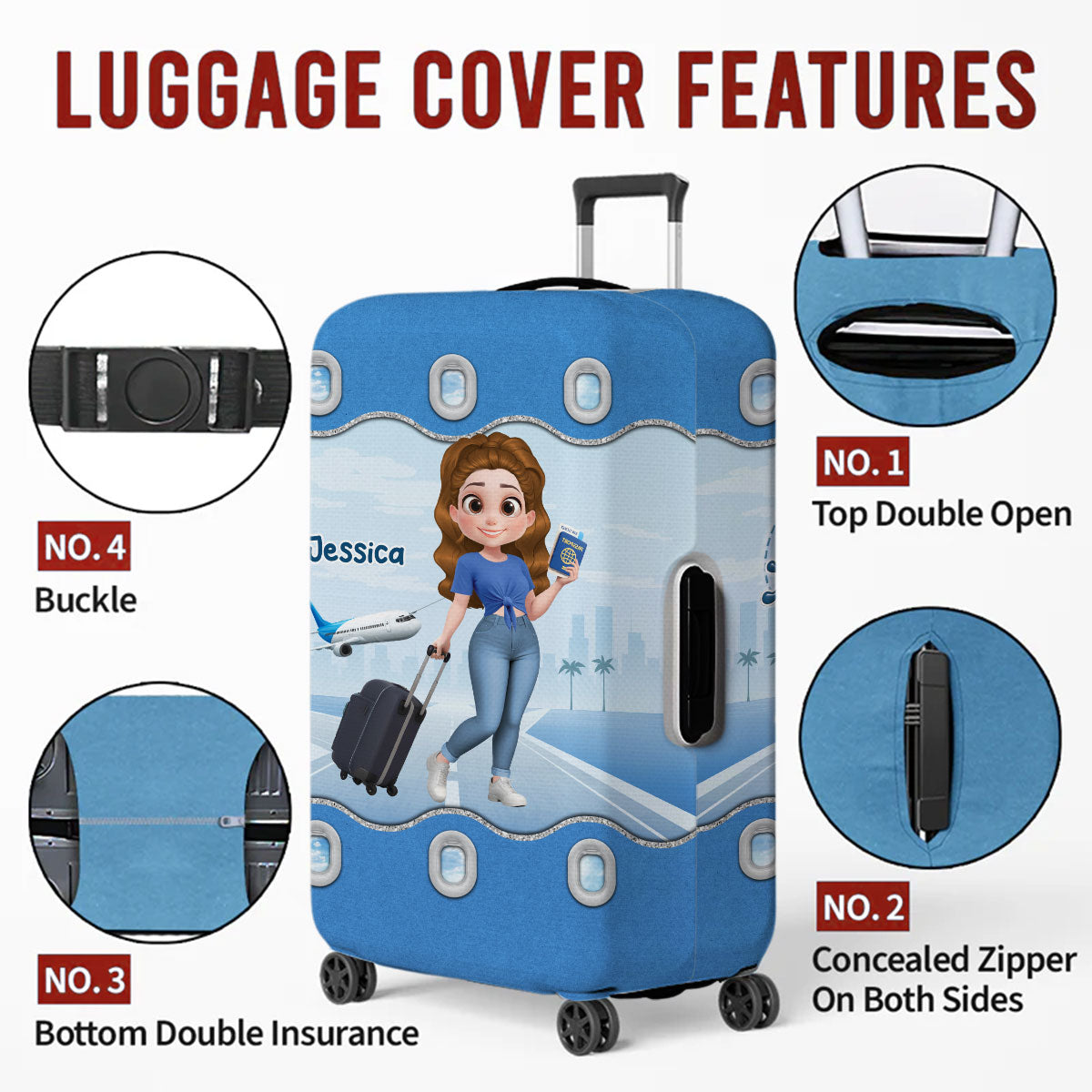 Just A Girl Who Loves Traveling Cartoonize - Personalized Custom Luggage Cover
