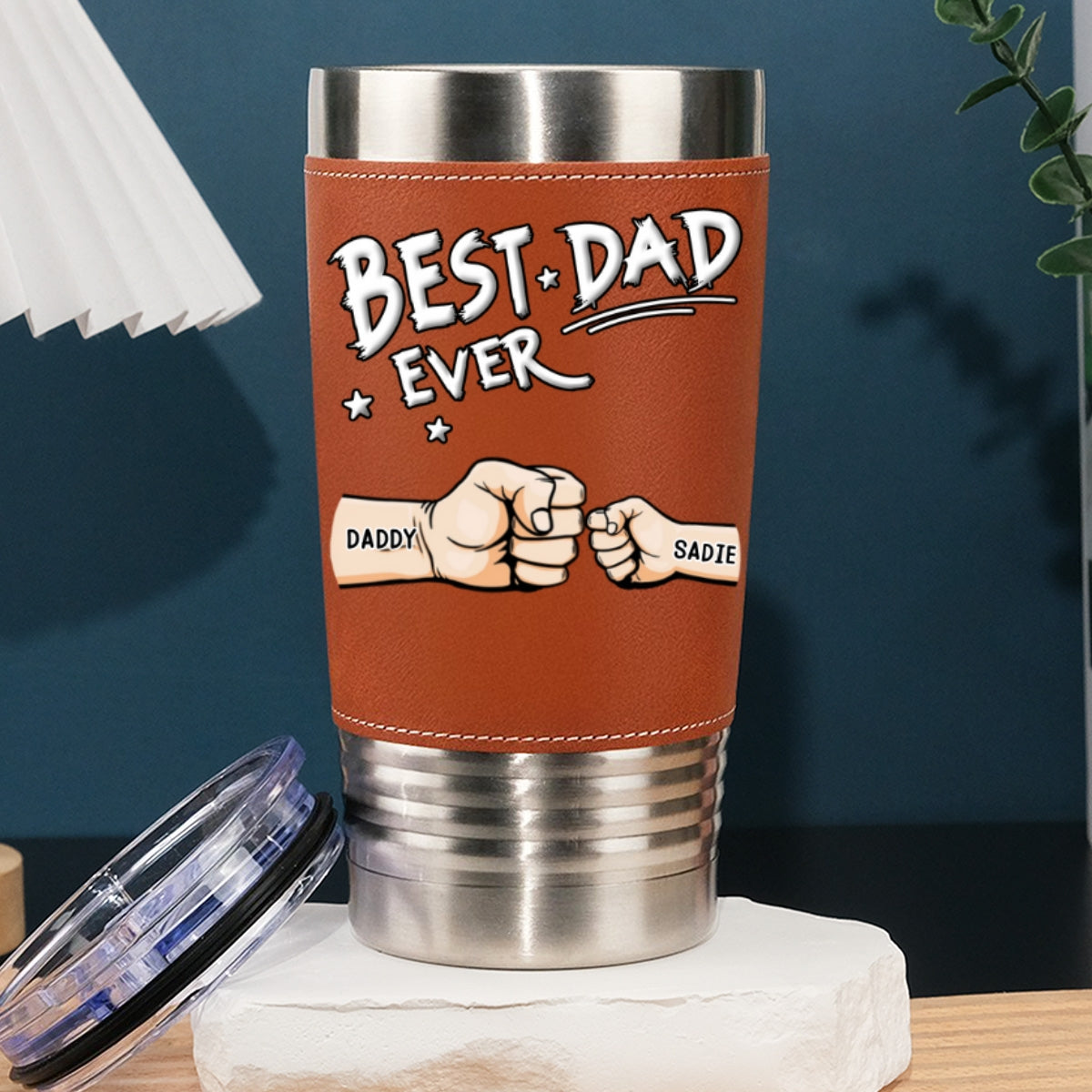 Best Dad - Personalized Custom Leather Tumbler