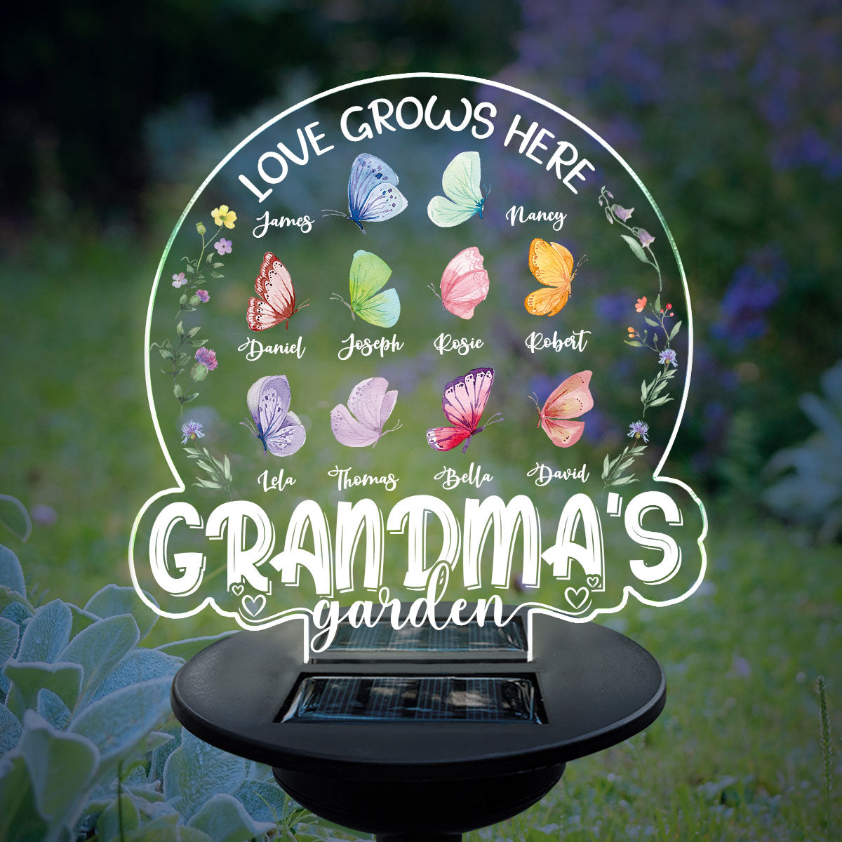 Lovely Butterfly Of Grandma - Personalized Custom Solar Light