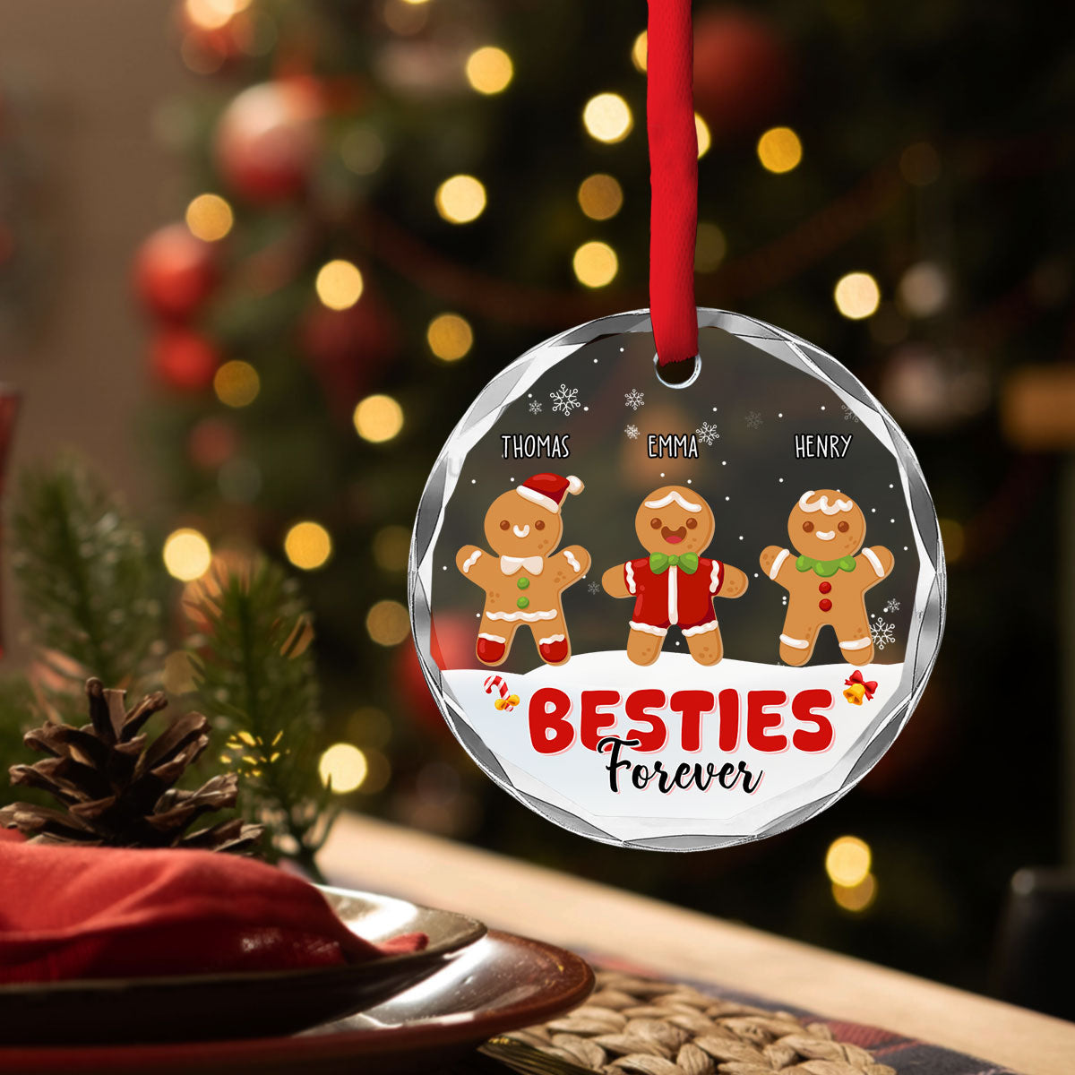 Besties Cookies - Personalized Custom Glass Ornament