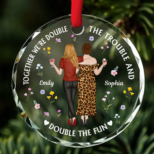 Two Souls One Crazy Journey  - Personalized Custom Glass Ornament