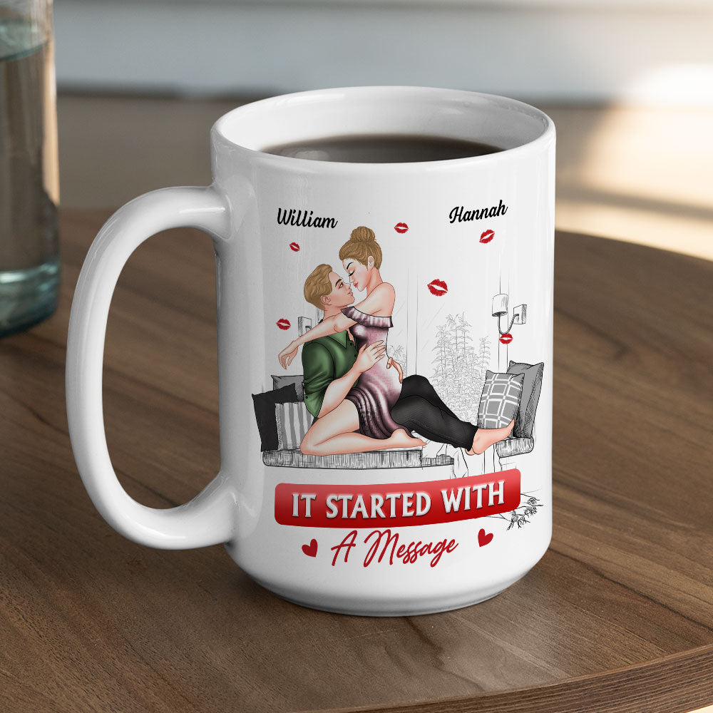It Started With A Message Couple Gift - Personalized Custom Coffee Mug