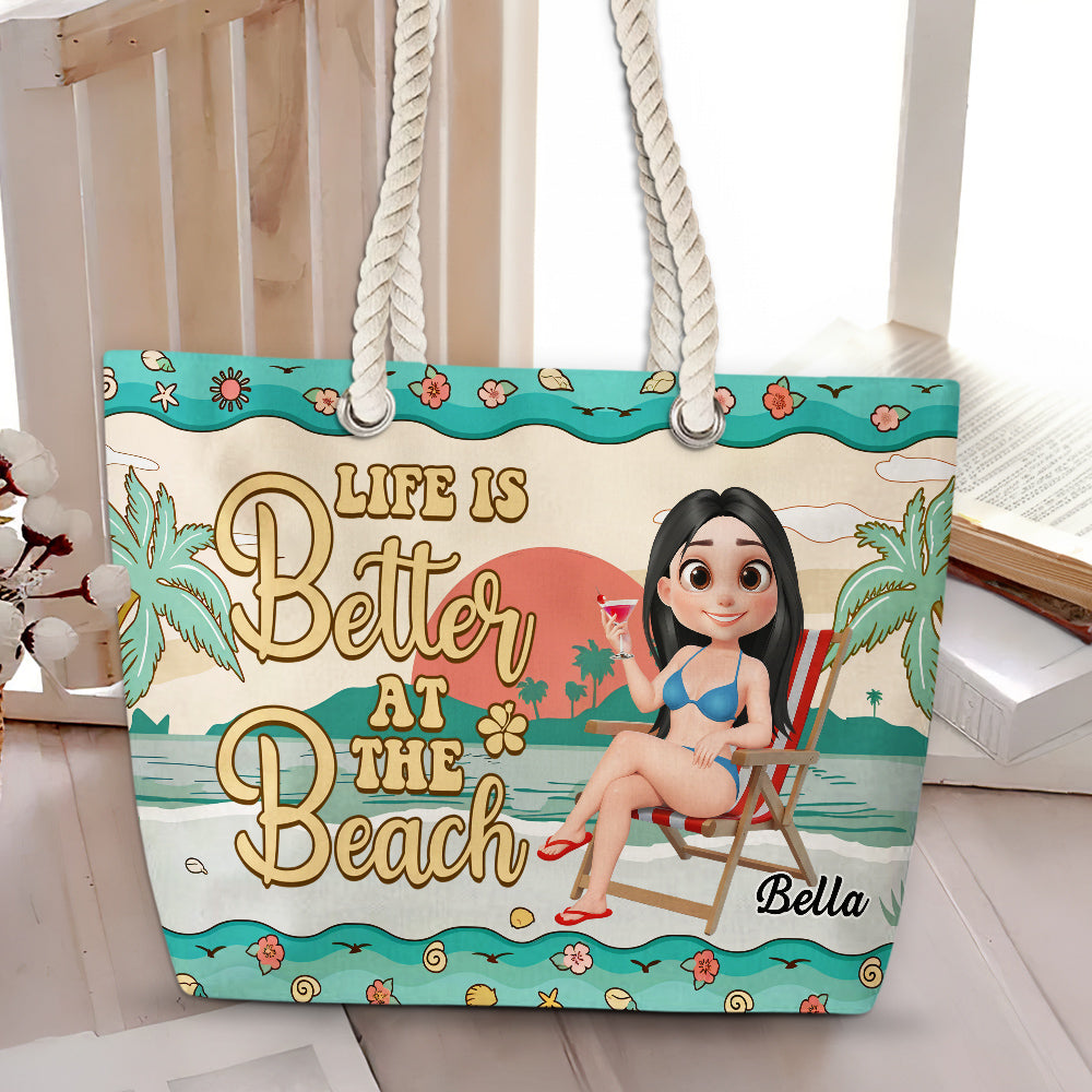 Just A Girl Who Loves Beaches - Personalized Custom Beach Bag