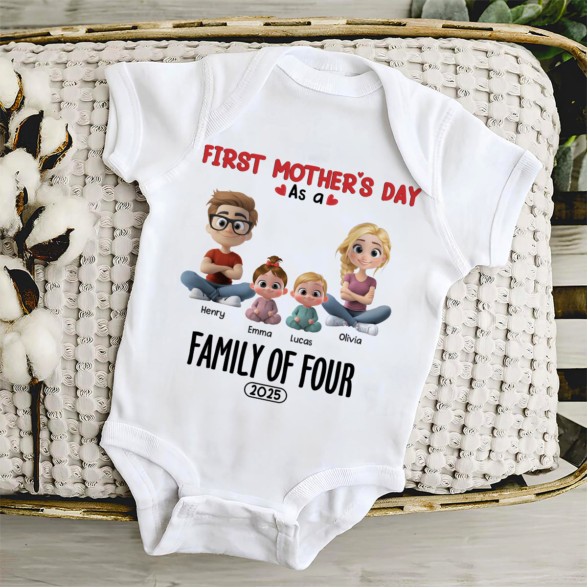 Family Of Three - Personalized Custom T-shirt And Onesie