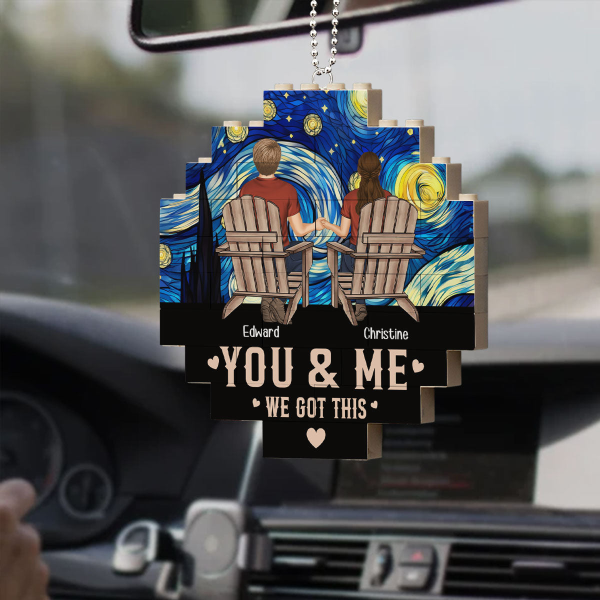 Me And You - Personalized Custom Puzzle Car Ornament
