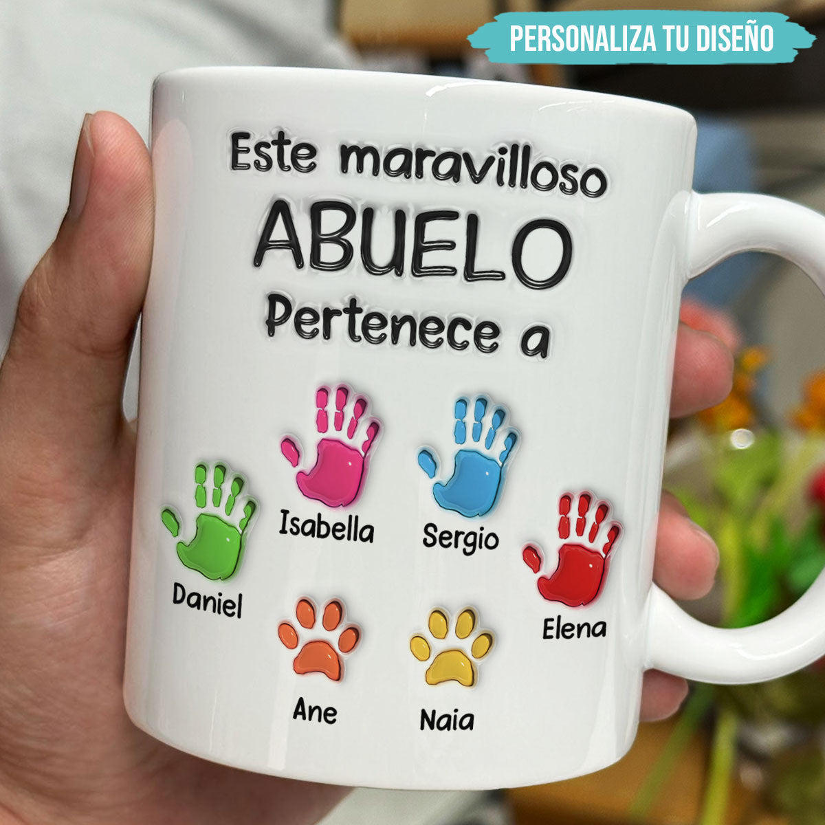 Este Maravilloso Padre Abuelo Pertenece A - Taza Personalizada con Efecto 3D Inflado