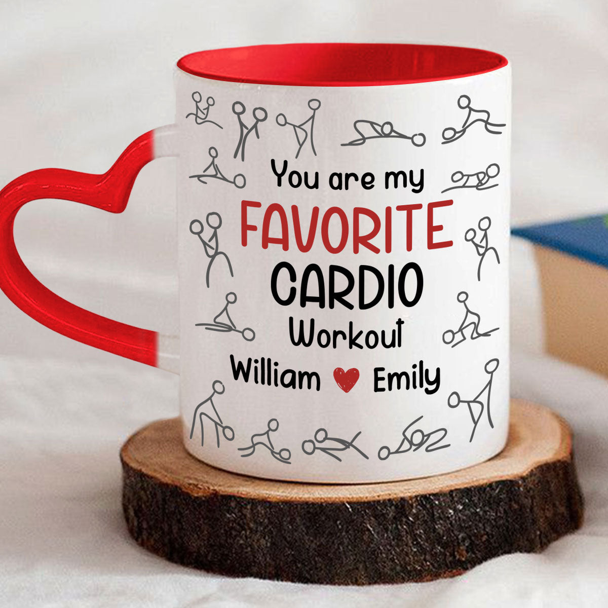 My Favorite Cardio - Personalized Custom Heart Handle Mug