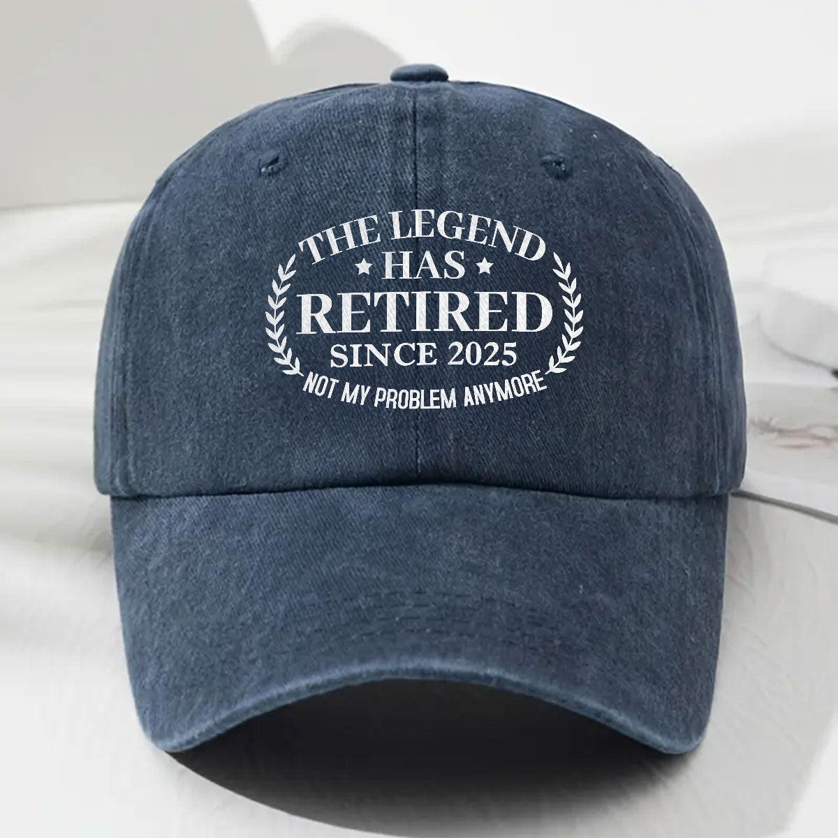 The Legend Has Retired - Personalized Custom Vintage Washed Denim Cap