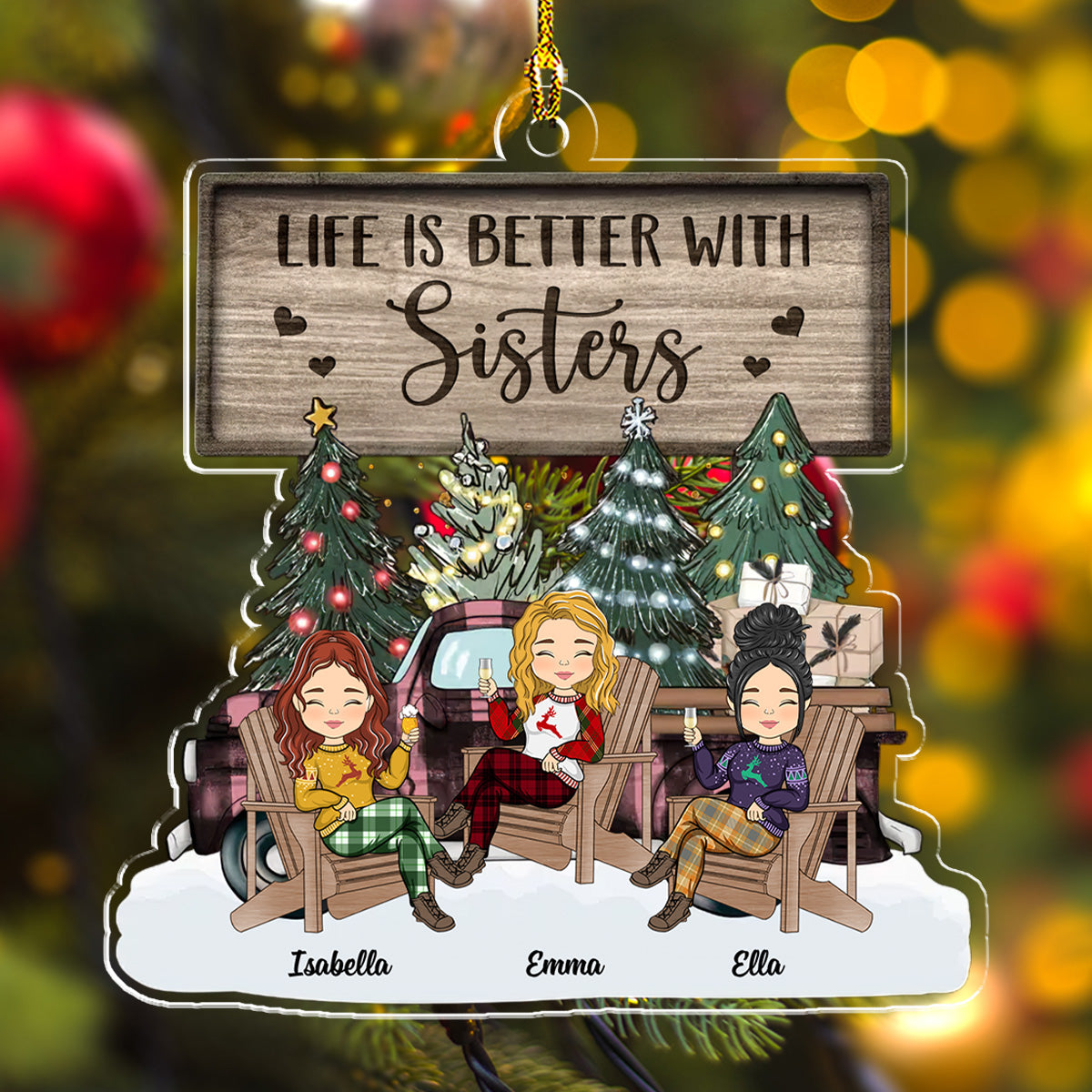 Life Is Better With Besties - Presonalized Custom Acrylic Ornament