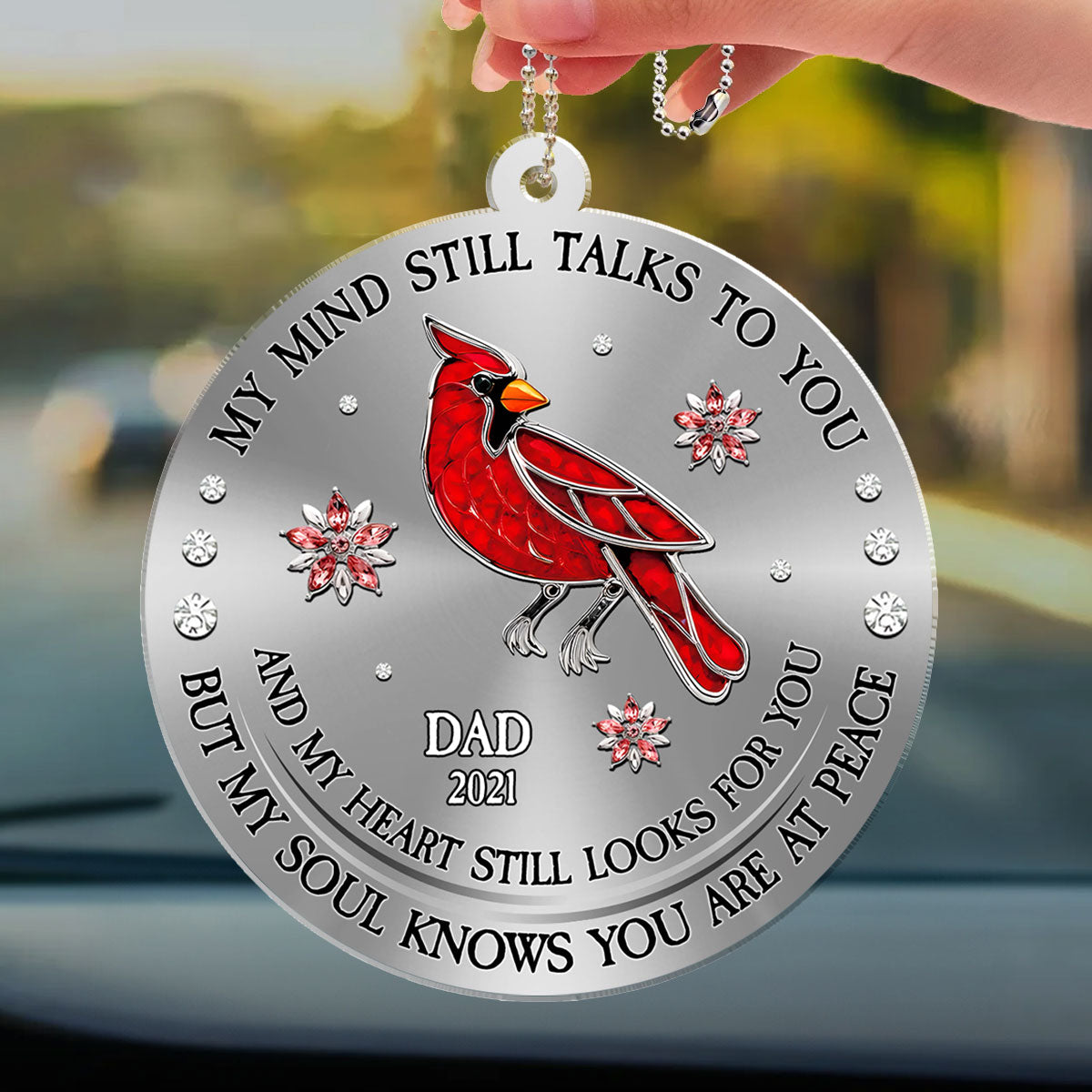 Cardinal Hummingbird My Mind My Heart My Soul - Personalized Custom Car Ornament