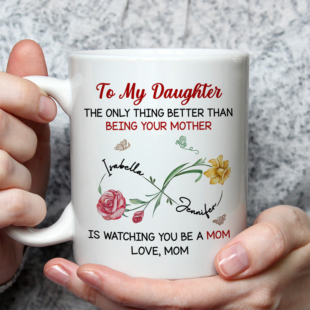 Watching You Be A Mom My Daughter - Personalized Custom Coffee Mug