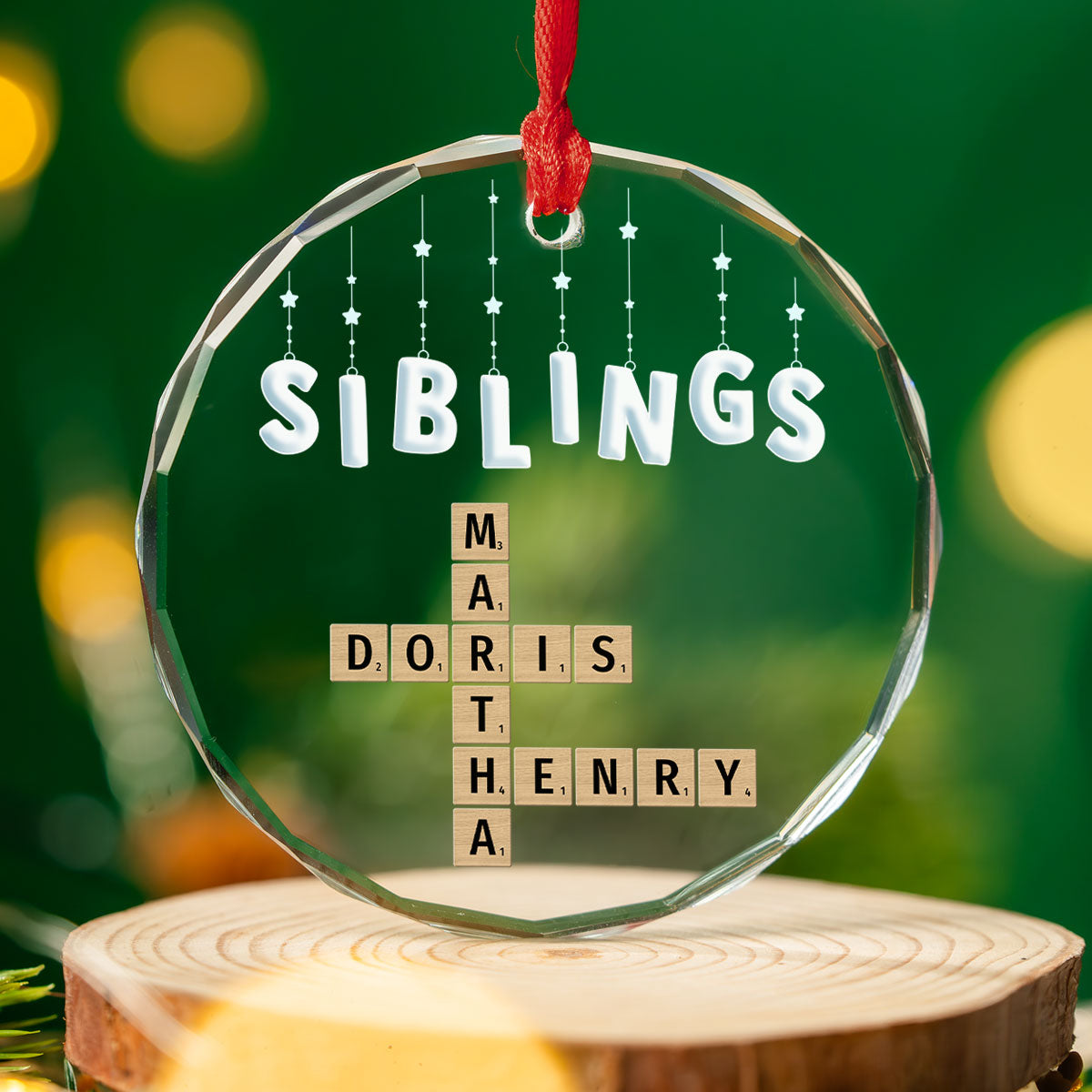 Lovely Siblings - Personalized Custom Glass Ornament