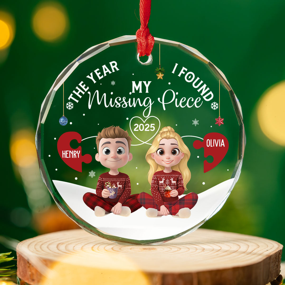 Missing Piece Was Found - Personalized Custom Glass Ornament