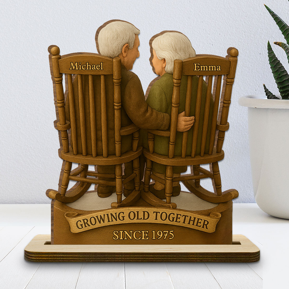 Love That Grows With Time - Personalized Custom 2-Layer Wood Plaque With Flat Base