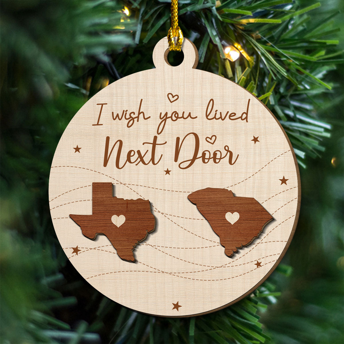 I Wish We Lived In The Same Neighborhood - Personalized Custom Freeshape 2-Layered Wood Ornament