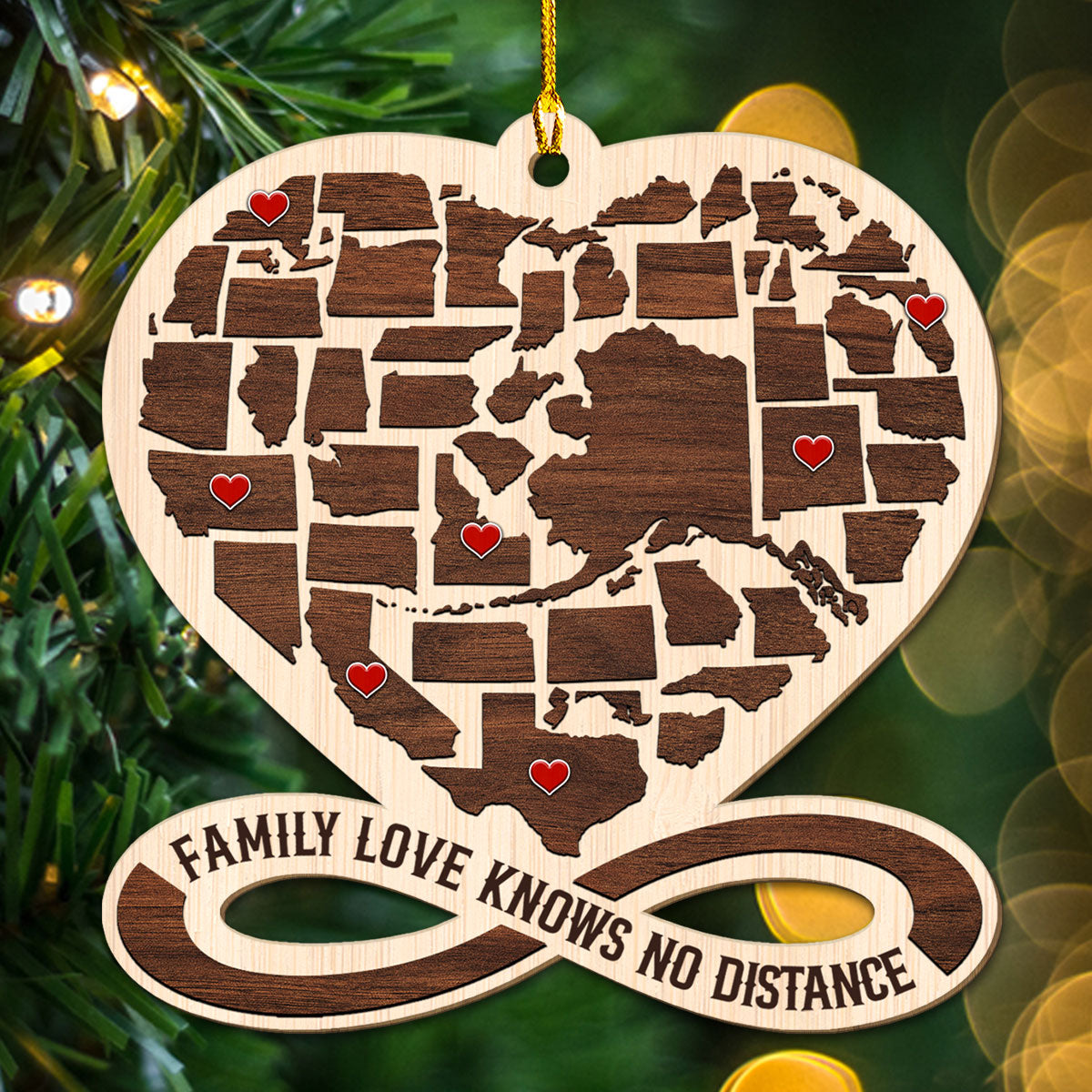 The Heart Knows No Distance - Personalized Custom Wood Ornament