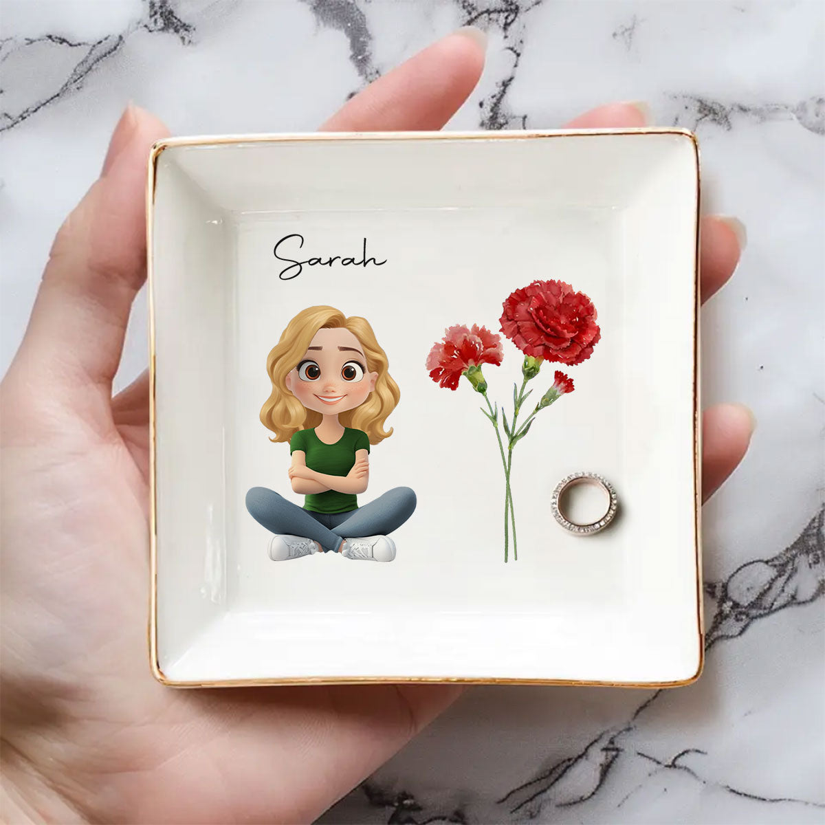 Friends Are Flowers That Never Fade Cartoonize - Personalized Custom Jewelry Dish