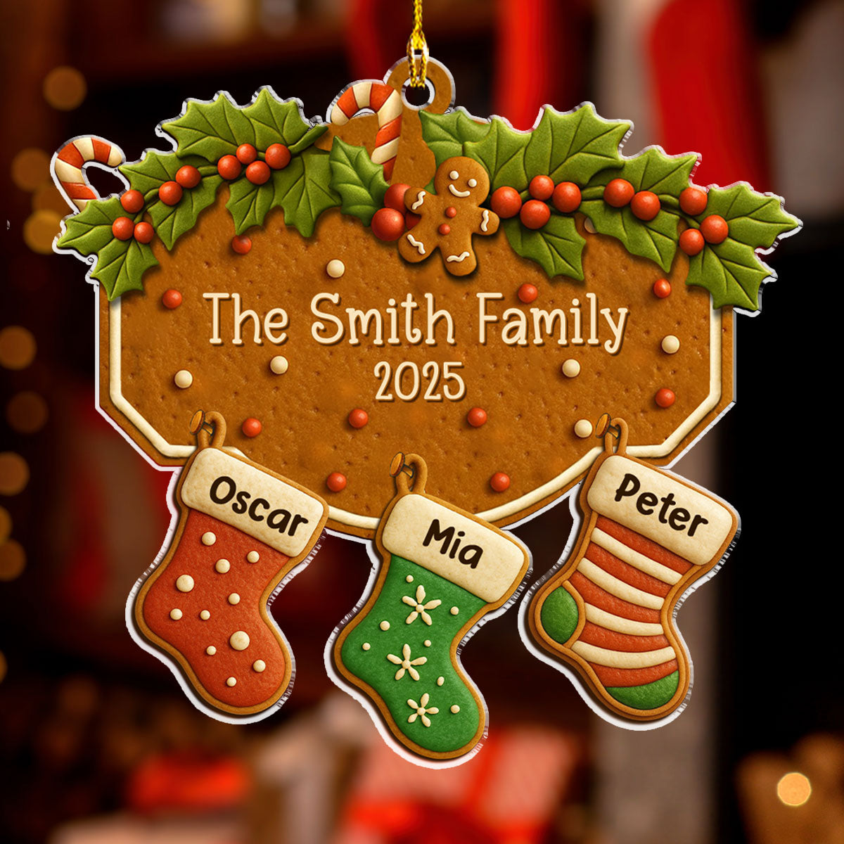 Family With Pet Cookies - Personalized Custom Acrylic Ornament