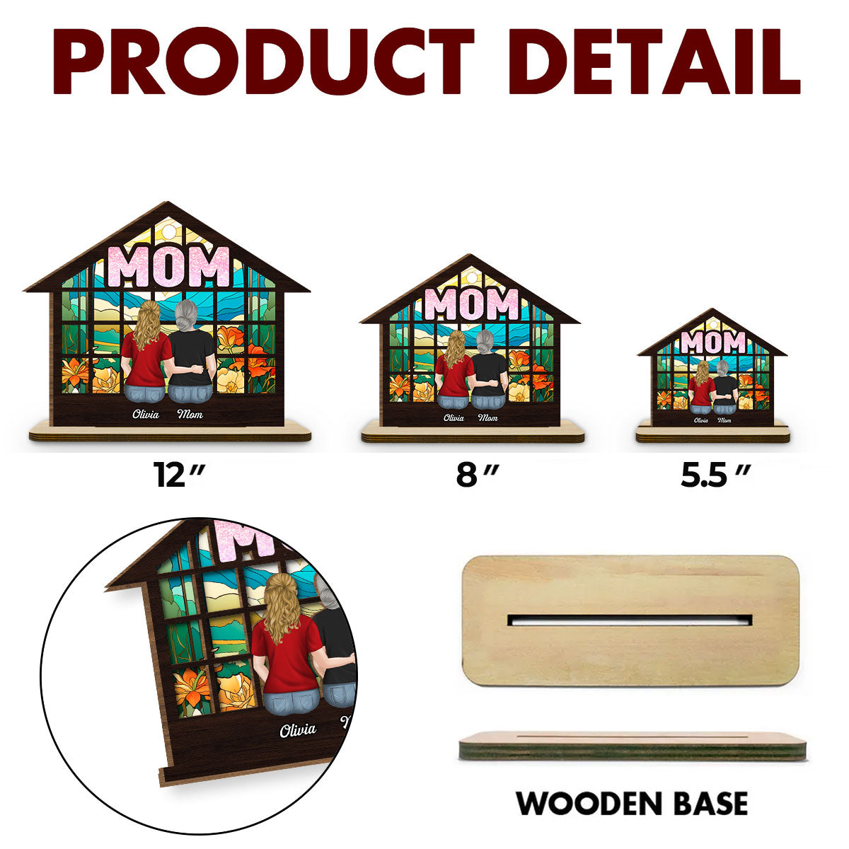 We Love You Mom - Personalized Custom 2-Layer Wood Plaque With Flat Base