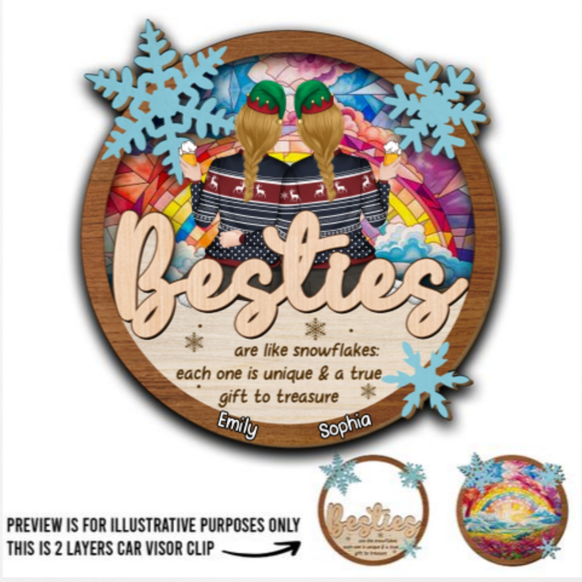 Sisters Are Like Snowflakes - Personalized Custom Car Visor Clip