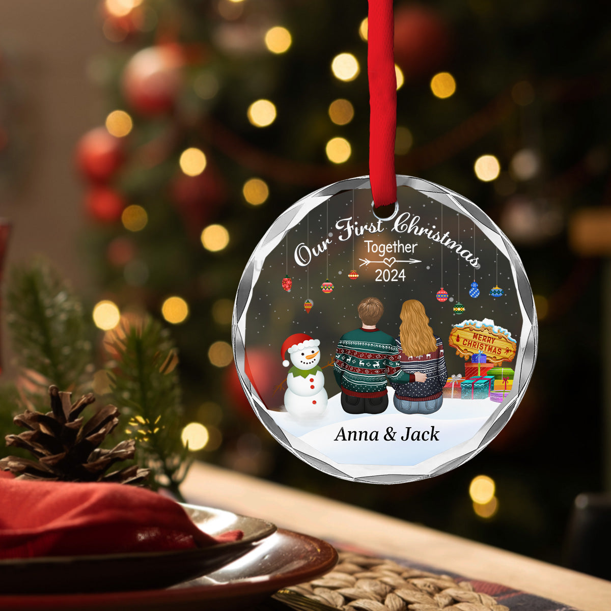 Our First Christmas Together Verson 2 - Personalized Custom Glass Ornament