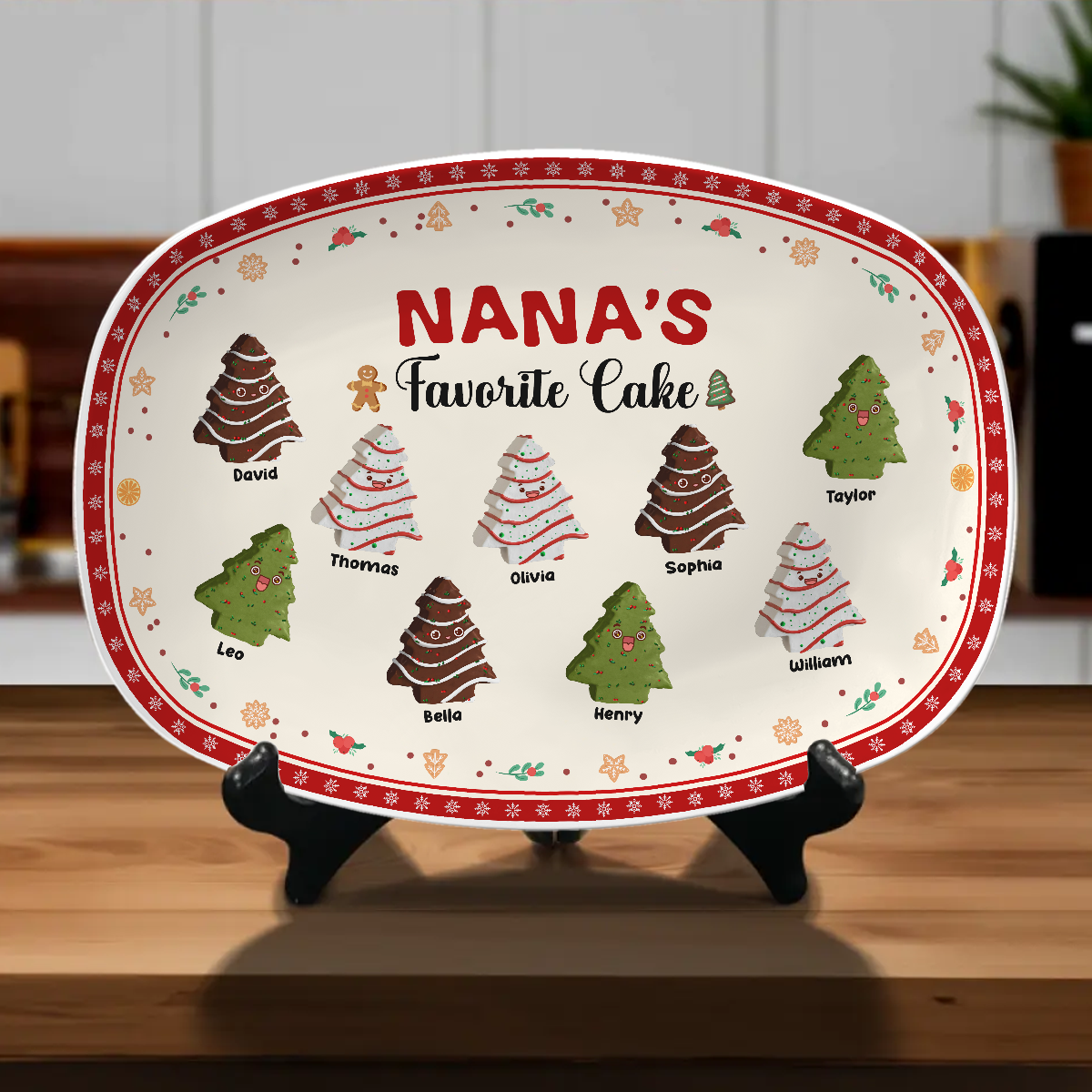 Favorite Christmas Tree Cake Of Grandma - Personalized Custom Platter