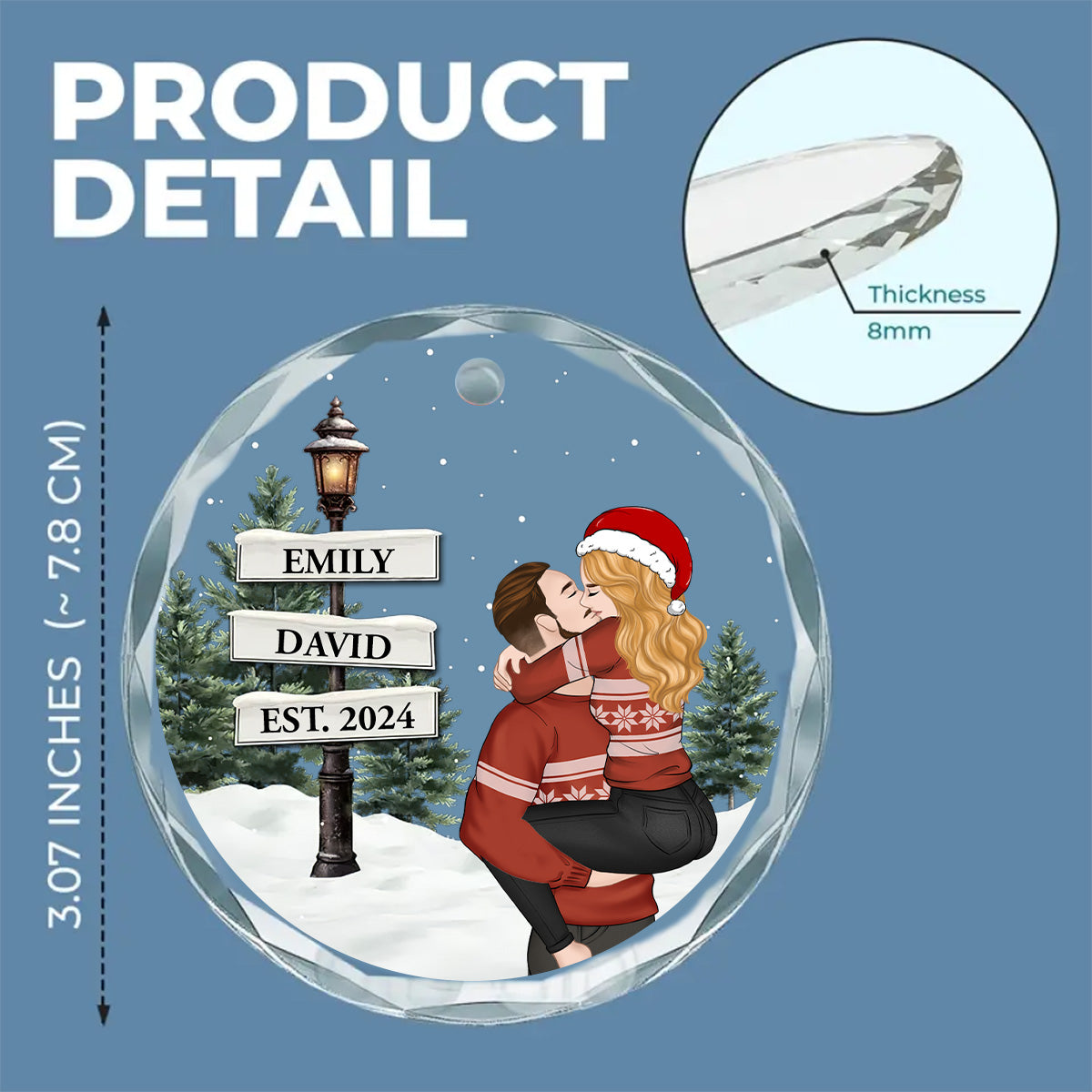 You And Me Together - Personalized Custom Glass Ornament