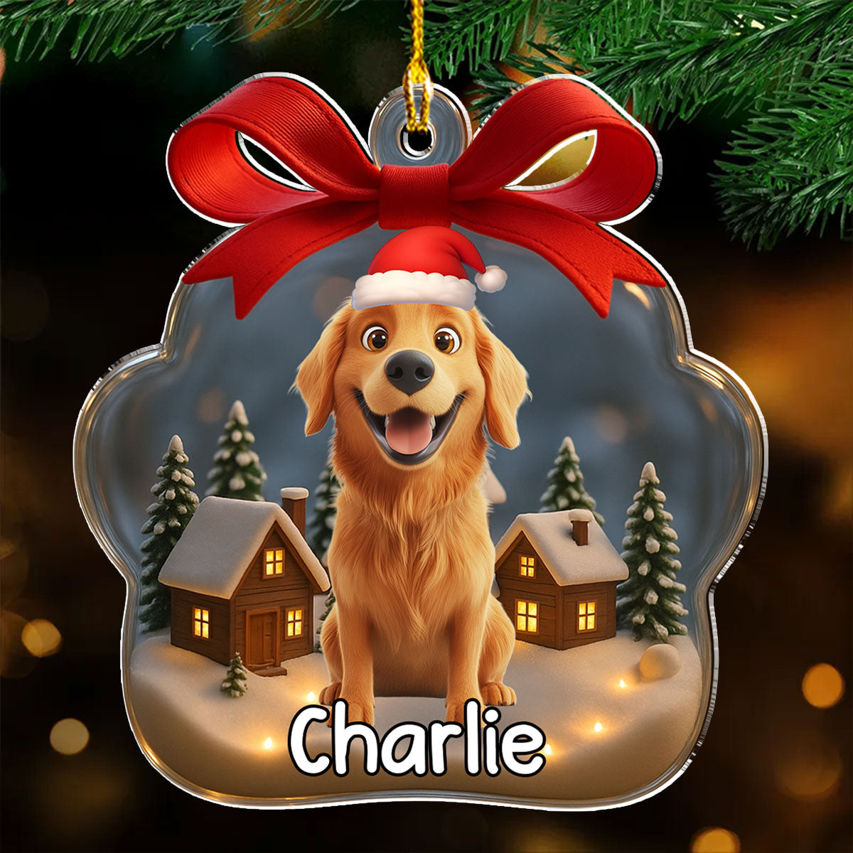 Paw In Snow - Personalized Custom Acrylic Ornament