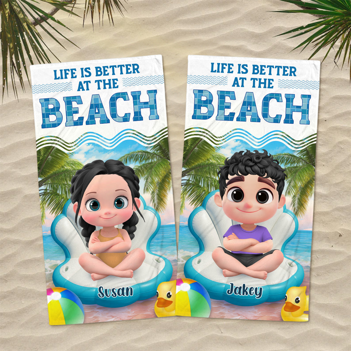 Swimming Is The Best - Personalized Custom Beach Towel